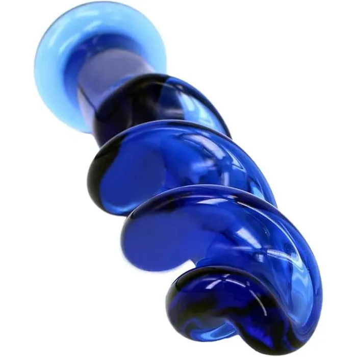 Dildos Sexy Emporium The Bolt Blue Twisted Screw Glass Dildo