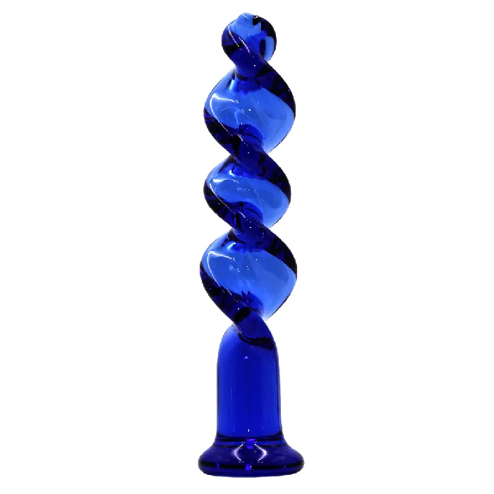 Dildos Sexy Emporium The Bolt Blue Twisted Screw Glass Dildo