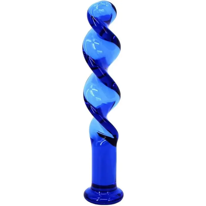 Dildos Sexy Emporium The Bolt Blue Twisted Screw Glass Dildo
