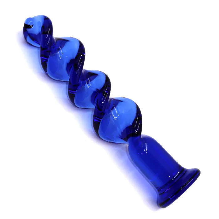 Dildos Sexy Emporium The Bolt Blue Twisted Screw Glass Dildo