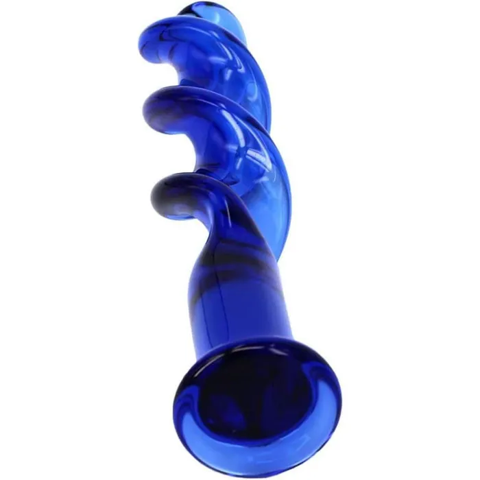 Dildos Sexy Emporium The Bolt Blue Twisted Screw Glass Dildo