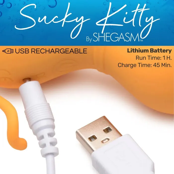 Shegasm Female Sex Toys Kitty Clit Suction Vibrator Sucky Kitty Silicone Clitoral Stimulator Orange
